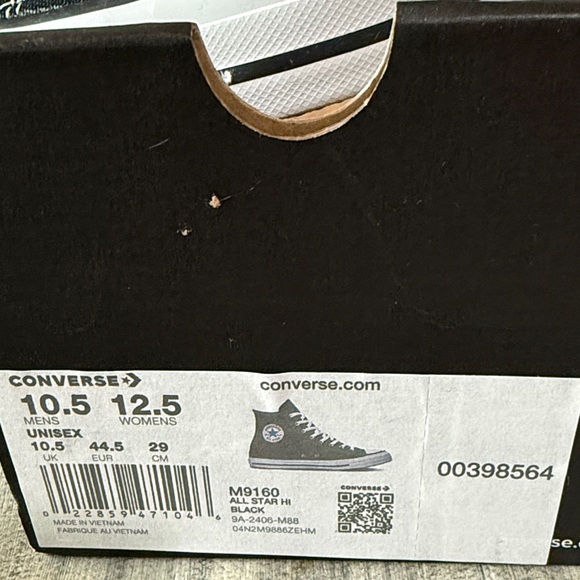 Converse All-Star Hi Black Black and White high top sneakers (unisex) NEW IN BOX - Picture 2 of 6